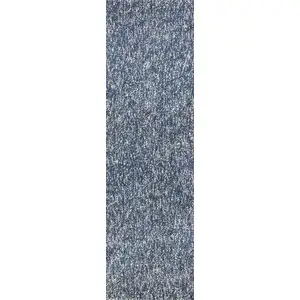 Photo of Indigo or Ivory Heather Plain Runner Rug