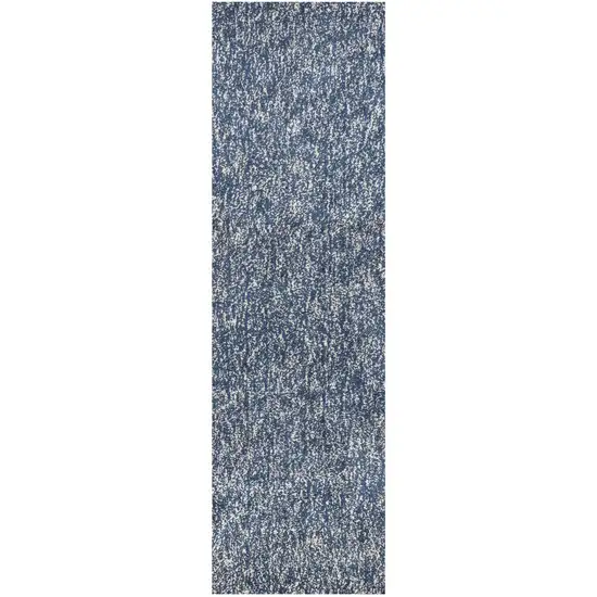 8' Indigo Or Ivory Heather Plain Runner Rug Photo 2