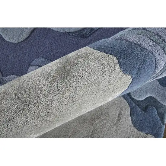 Ivor Gray And Blue Wool Abstract Tufted Handmade Area Rug Photo 4