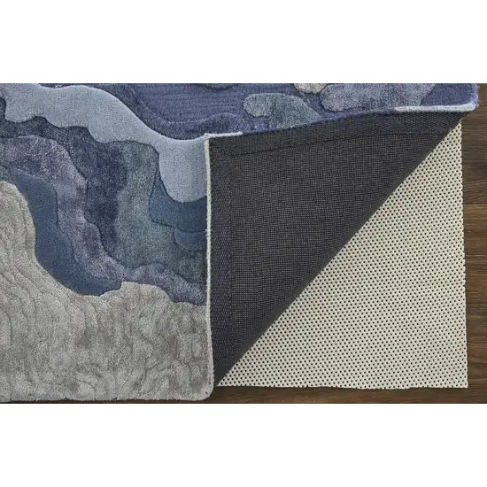 Ivor Gray And Blue Wool Abstract Tufted Handmade Area Rug Photo 8