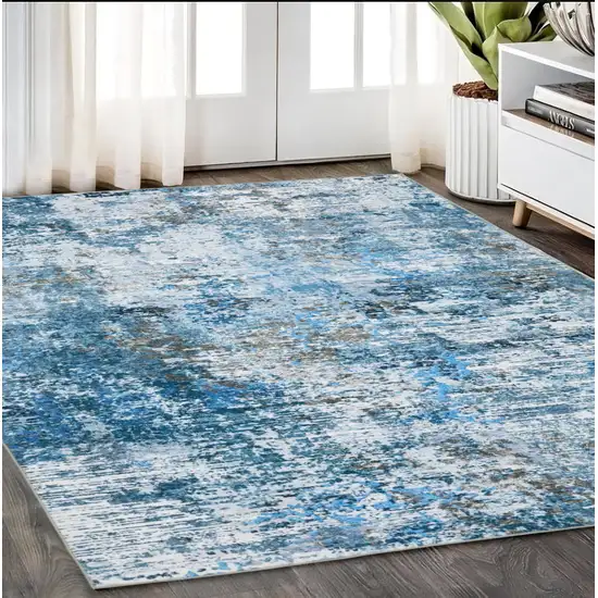 Ivory Abstract Distressed Area Rug Photo 1