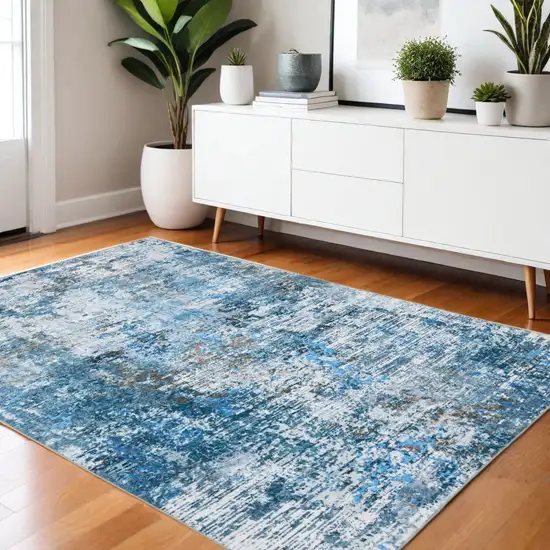 Ivory Abstract Distressed Area Rug Photo 1