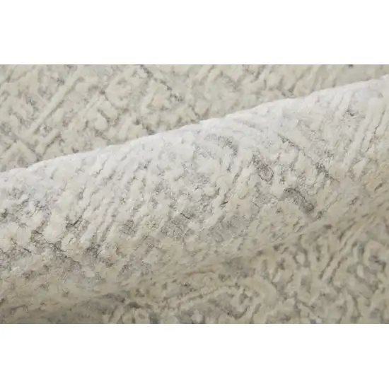 Ivory Abstract Hand Woven Worn Faded Area Rug Photo 9