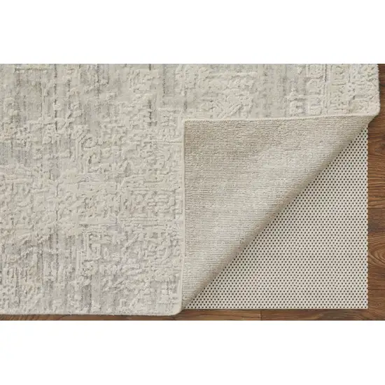 Ivory Abstract Hand Woven Worn Faded Area Rug Photo 4