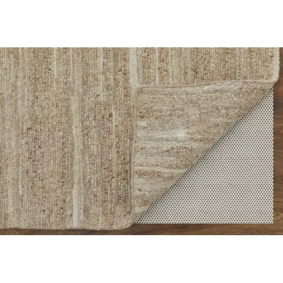 Ivory Abstract Hand Woven Worn Faded Area Rug Photo 7