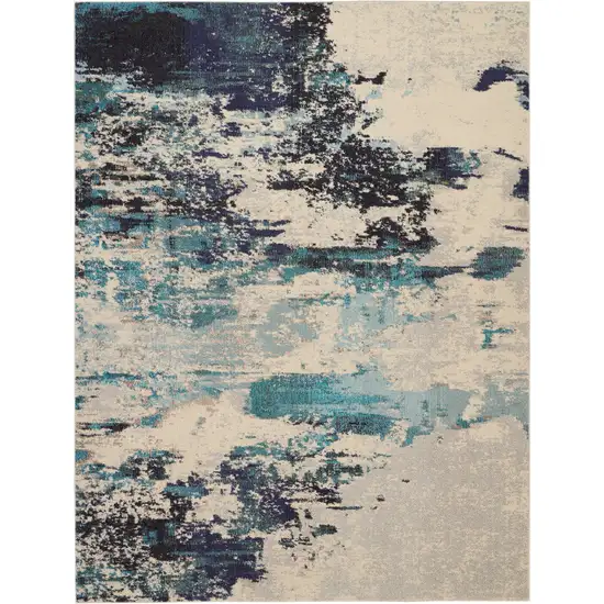 Ivory Abstract Power Loom Area Rug Photo 1