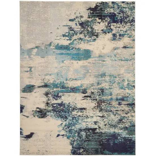 Ivory Abstract Power Loom Area Rug Photo 1