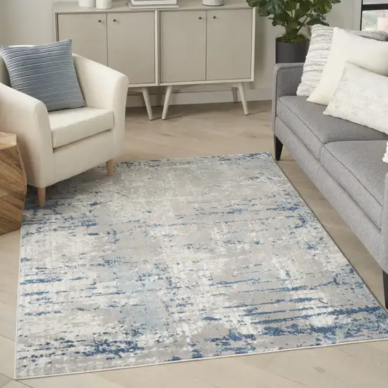 Ivory Abstract Power Loom Area Rug Photo 4