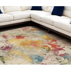 Photo of Ivory Abstract Power Loom Area Rug