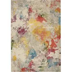 Photo of Ivory Abstract Power Loom Area Rug