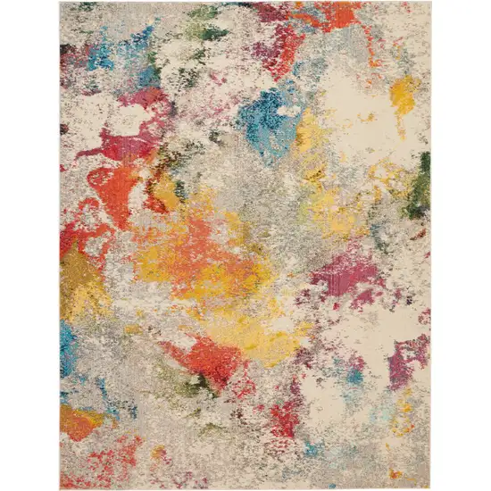 Ivory Abstract Power Loom Area Rug Photo 2