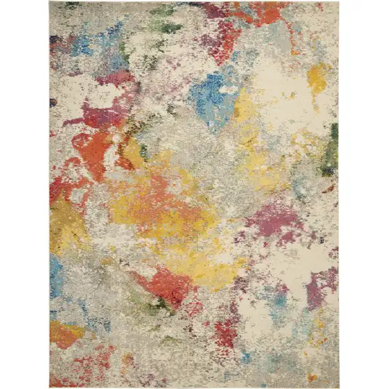 Ivory Abstract Power Loom Area Rug Photo 2