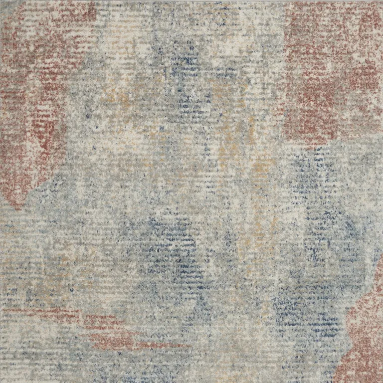 Ivory Abstract Power Loom Distressed Non Skid Area Rug Photo 4