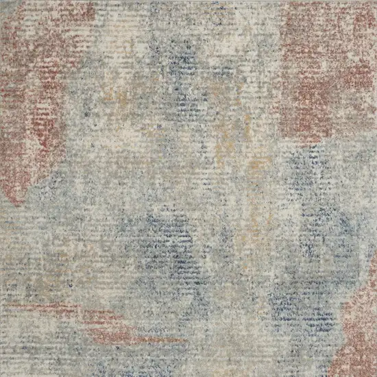 Ivory Abstract Power Loom Distressed Non Skid Area Rug Photo 4