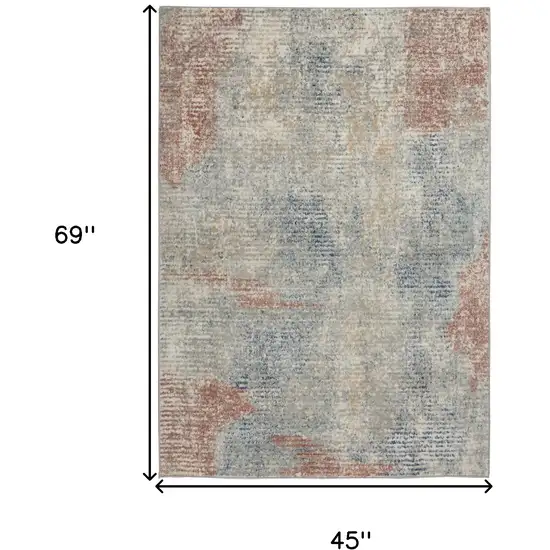 Ivory Abstract Power Loom Distressed Non Skid Area Rug Photo 5