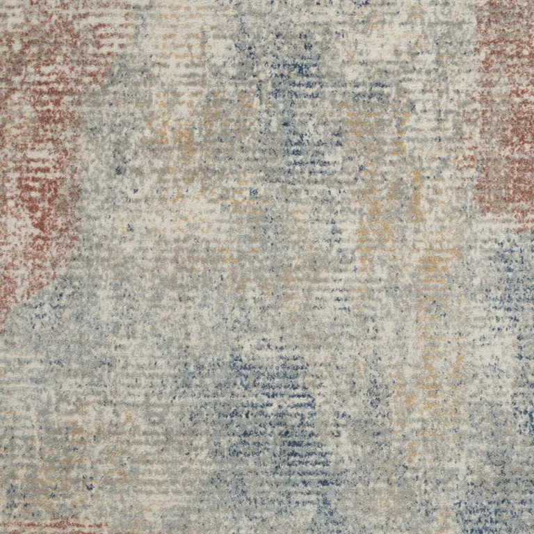 Ivory Abstract Power Loom Distressed Non Skid Area Rug Photo 3