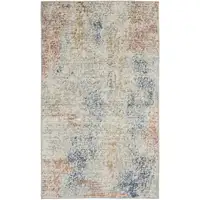 Photo of Ivory Abstract Power Loom Distressed Non Skid Area Rug