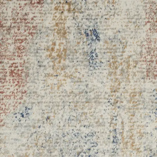 Ivory Abstract Power Loom Distressed Non Skid Area Rug Photo 7