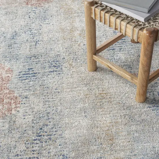 Ivory Abstract Power Loom Distressed Non Skid Area Rug Photo 8