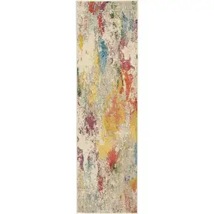 Photo of Ivory Abstract Power Loom Non Skid Area Rug