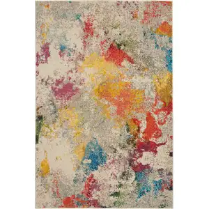 Photo of Ivory Abstract Power Loom Non Skid Area Rug