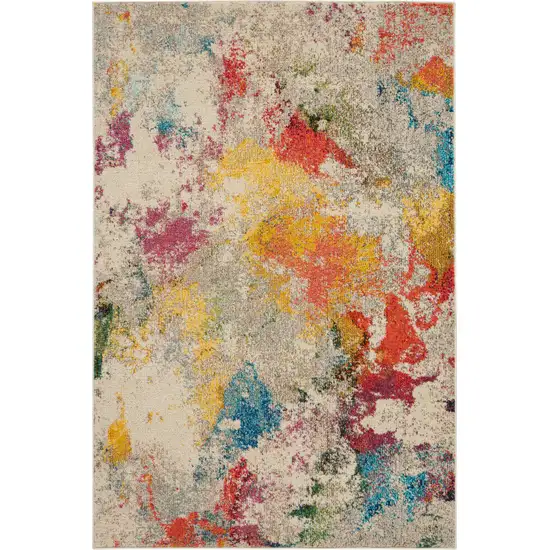 Ivory Abstract Power Loom Non Skid Area Rug Photo 1