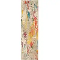 Photo of Ivory Abstract Power Loom Runner Rug