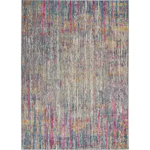 Photo of Ivory Abstract Striations Area Rug