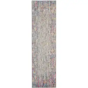 Photo of Ivory Abstract Striations Runner Rug