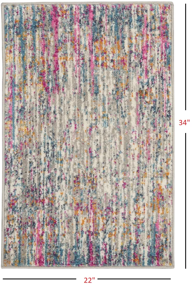 Ivory Abstract Striations Scatter Rug Photo 4