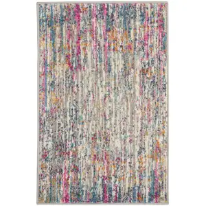 Photo of Ivory Abstract Striations Scatter Rug