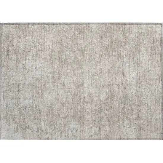 Ivory Abstract Washable Non Skid Indoor Outdoor Area Rug Photo 2