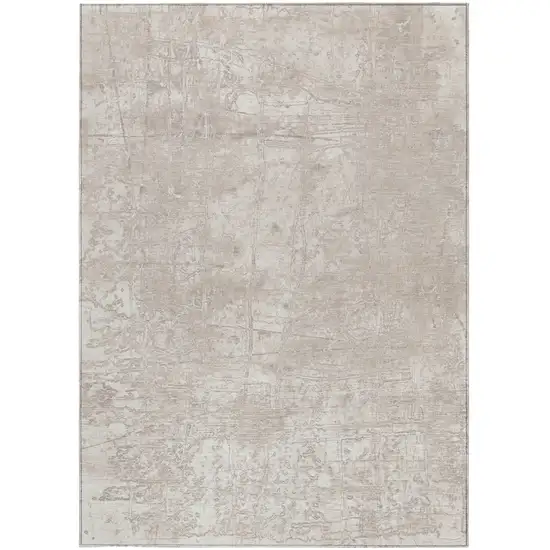 Ivory Abstract Washable Non Skid Indoor Outdoor Area Rug Photo 4