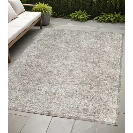 Ivory Abstract Washable Non Skid Indoor Outdoor Area Rug Photo 1