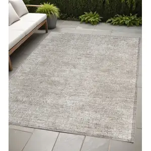 Photo of Ivory Abstract Washable Non Skid Indoor Outdoor Area Rug