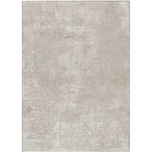 Photo of Ivory Abstract Washable Non Skid Indoor Outdoor Area Rug