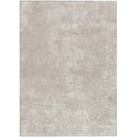 Ivory Abstract Washable Non Skid Indoor Outdoor Area Rug Photo 2