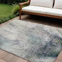 Photo of Ivory Abstract Washable Non Skid Indoor Outdoor Area Rug