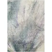 Photo of Ivory Abstract Washable Non Skid Indoor Outdoor Area Rug