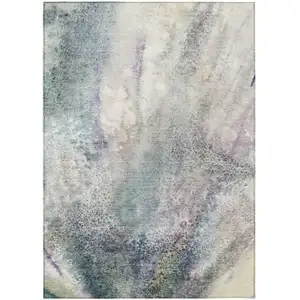 Photo of Ivory Abstract Washable Non Skid Indoor Outdoor Area Rug