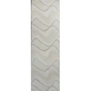 Photo of Ivory Abstract Waves Wool Runner Rug