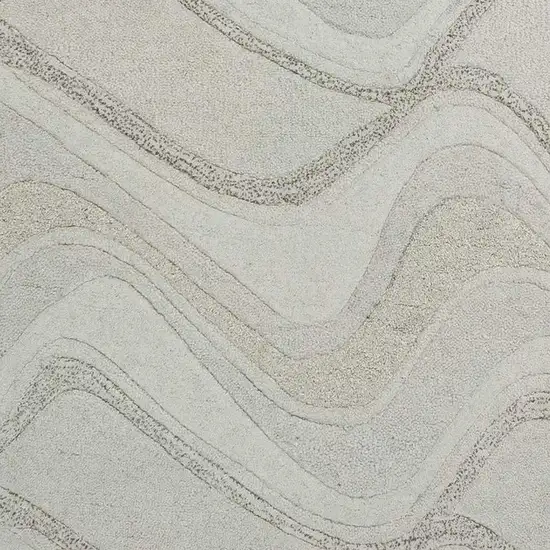 Ivory Abstract Waves Wool Runner Rug Photo 3