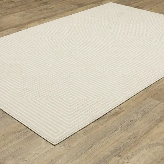 Ivory And Beige Geometric Area Rug Photo 8