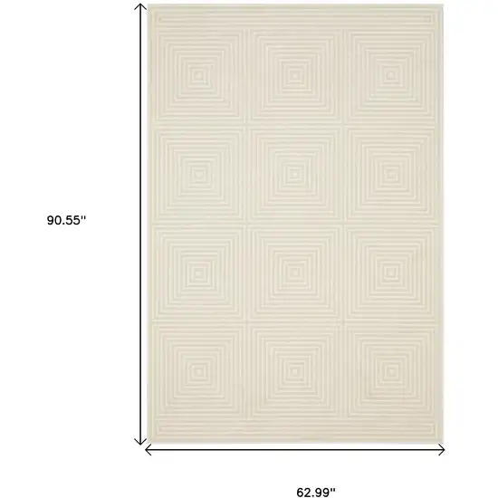 Ivory And Beige Geometric Area Rug Photo 3