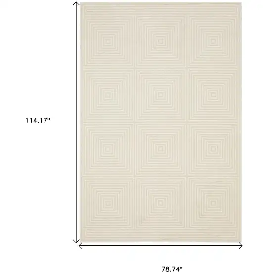 Ivory And Beige Geometric Area Rug Photo 3