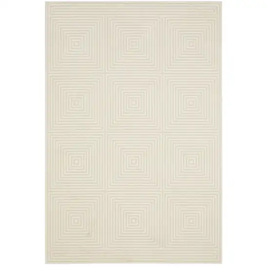 Ivory And Beige Geometric Area Rug Photo 4