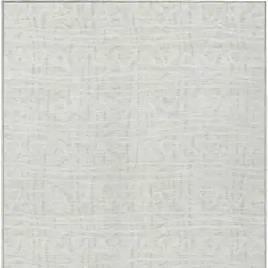 Photo of Ivory And Beige Geometric Washable Indoor Outdoor Area Rug