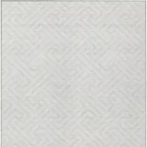 Photo of Ivory And Beige Geometric Washable Indoor Outdoor Area Rug