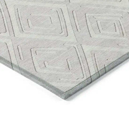 Ivory And Beige Geometric Washable Indoor Outdoor Area Rug Photo 5