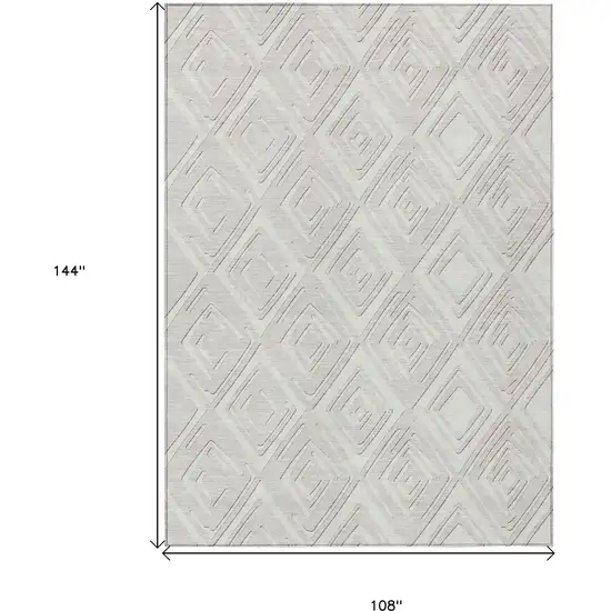 Ivory And Beige Geometric Washable Indoor Outdoor Area Rug Photo 3